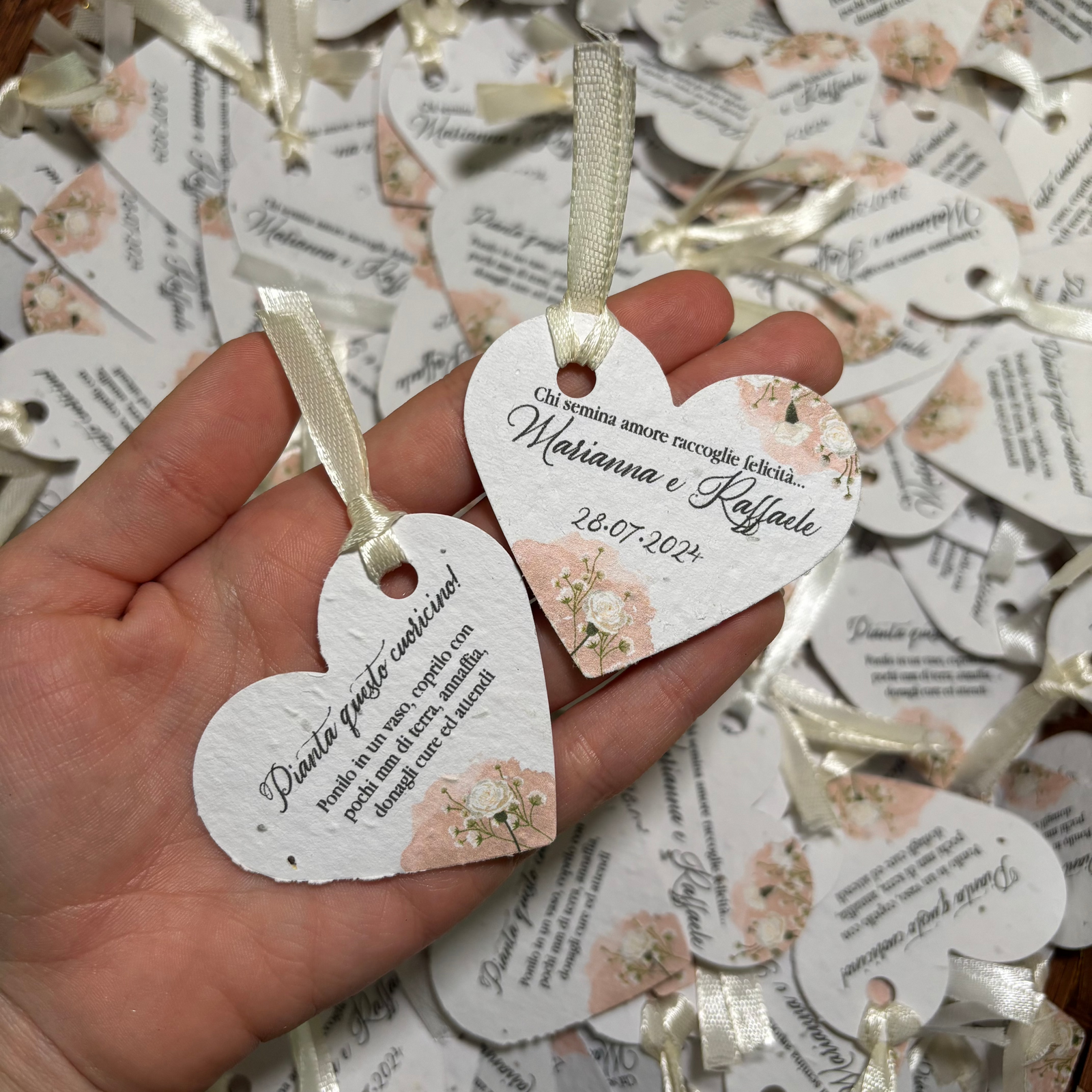 Tag Cuore Piantabile con Nastrino Colorato