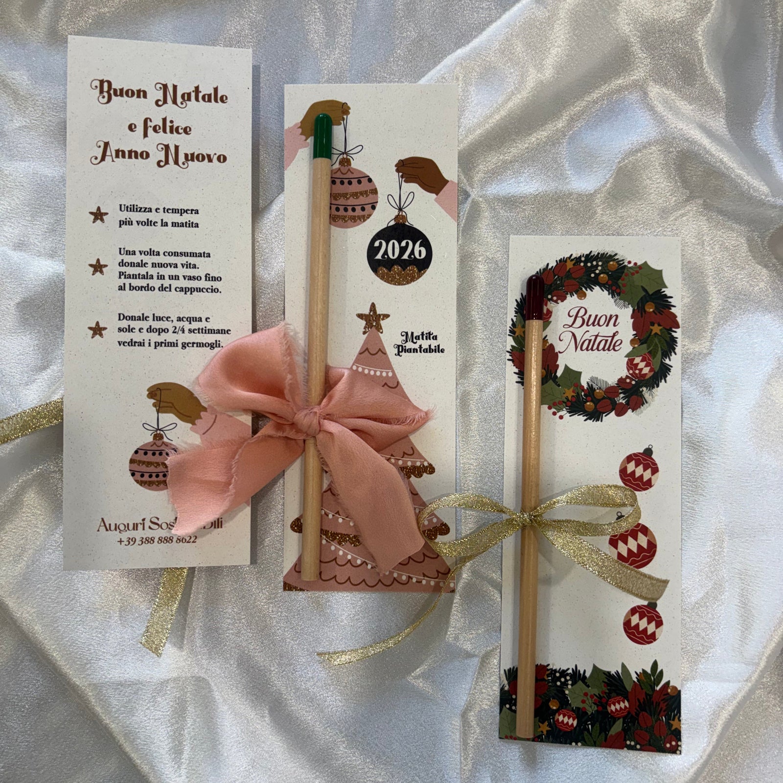 Matita Piantabile con segnalibro di Natale