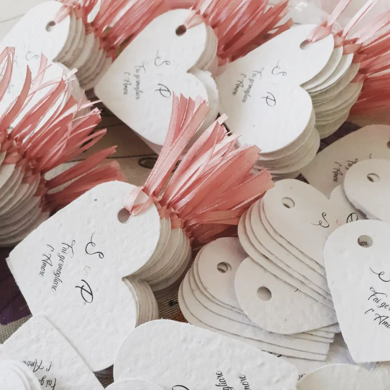 Tag Cuore Piantabile con Nastrino Colorato