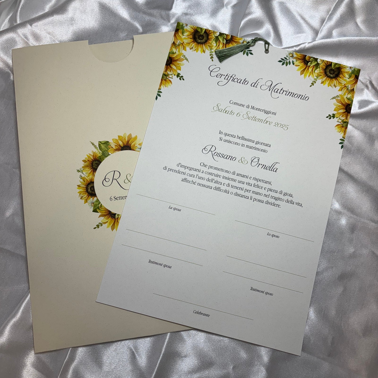 Cartoncino firme testimoni