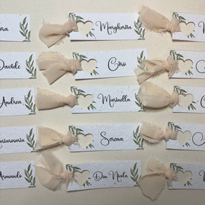 Segnaposto cuore piantabile con chiffon